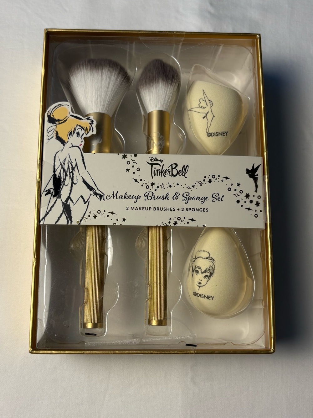 🧚🏽✨Disney Tinker Bell Makeup Brush & Sponge Set NIB Giftable Beauty Collection✨